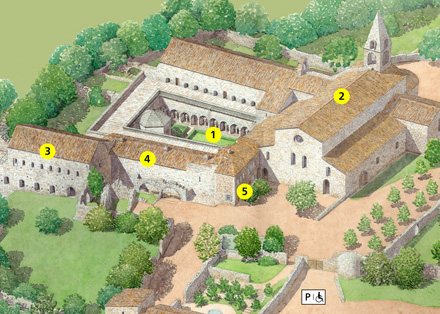 Tout pour plaire - signalétique d'accueil - Centre des monuments nationaux - abbaye Thoronet illustration